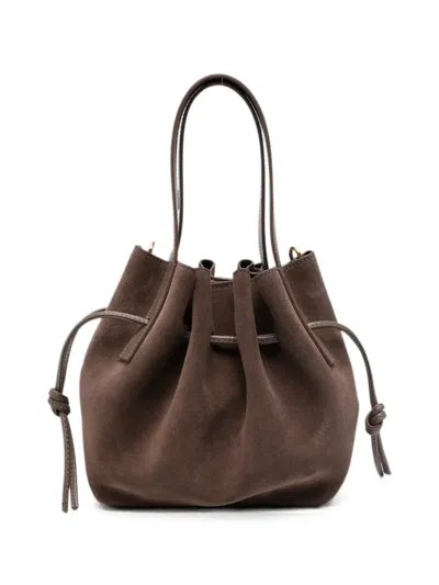 Yuzefi Mini Scallop Suede Tote Bag In Brown