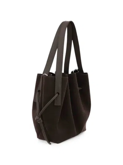 Yuzefi Mini Scallop Suede Tote Bag In Brown