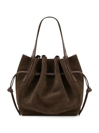 Yuzefi Mini Scallop Suede Tote Bag In Brown