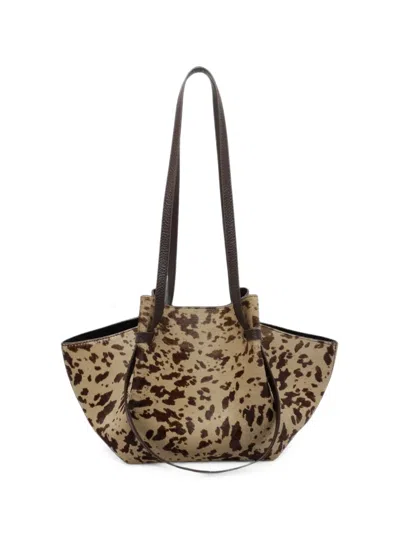 Yuzefi Mochi Cow-print Shoulder Bag In Brown