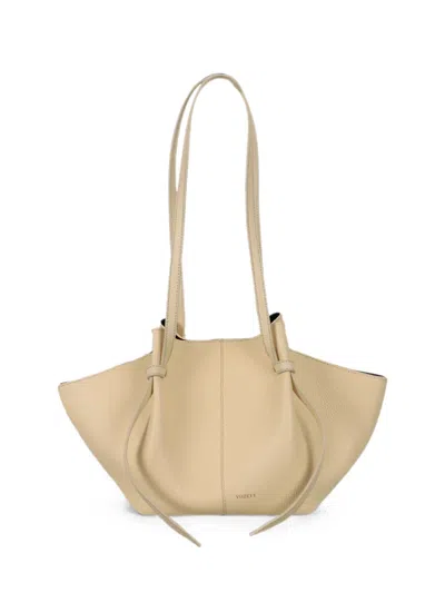 Yuzefi Mochi Grained Leather Shoulder Bag In Nude