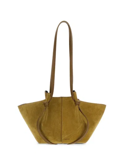 Yuzefi Mochi Knot-detail Suede Shoulder Bag In Brown