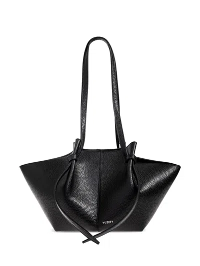 Yuzefi Mochi Knotted Leather Satchel Bag In Black