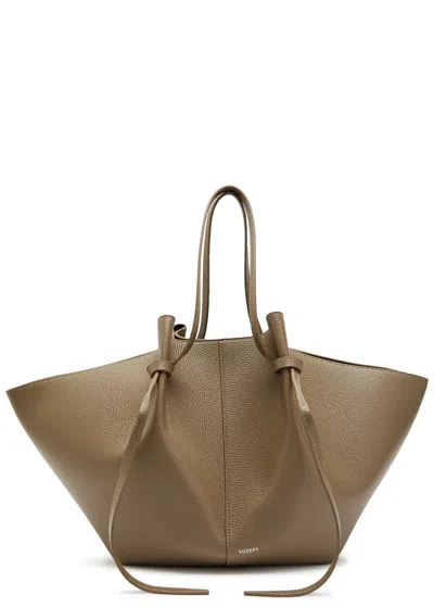 Yuzefi Mochi Large Grained Leather Tote Bag In Brown