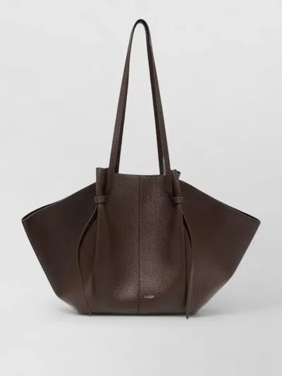 Yuzefi Mochi Large Textured Leather Shoulder Tote In Brown