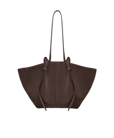 Yuzefi Large Mochi Bag In Nutmeg Suede Leather In Brown