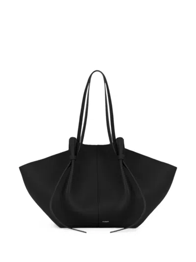 Yuzefi Mochi Pebble Grained Calf Leather Large Tote Bag In Black