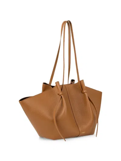 Yuzefi Brown Grained Texture Logo Bag