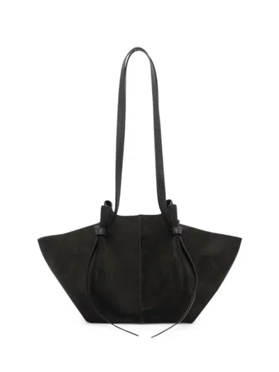 Yuzefi Brown Mochi Suede Hobo Shoulder Bag In Black