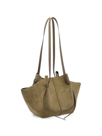 Yuzefi Mochi Suede Shoulder Bag In Green