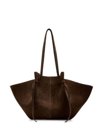 Yuzefi Mochi Tie-detail Suede Tote Bag In Brown