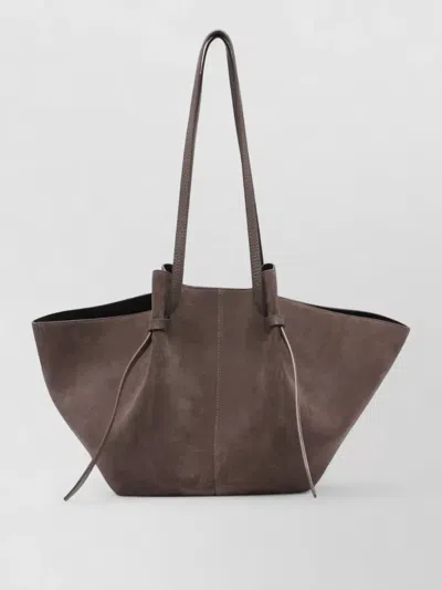 Yuzefi Mochi Tote Bag Long Handle Suede Knots In Brown