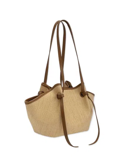 Yuzefi Mochi Woven Shoulder Bag In Nude