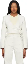 Yuzefi Off-white Wrap Split Denim Blazer In Off White