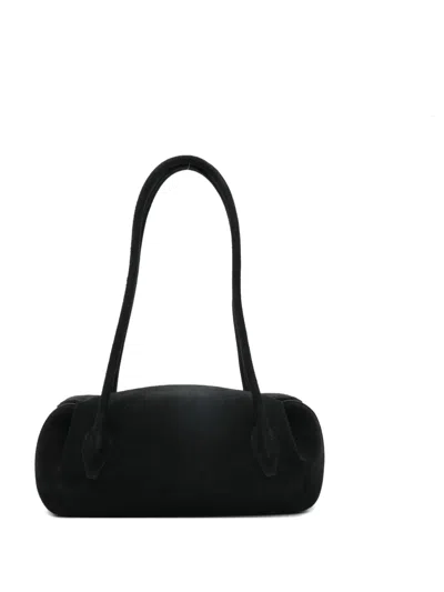 Yuzefi Oyster Smooth Textured Leather Bag In Black