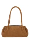 Yuzefi Long Handle Rectangular Shape Suede Finish Shoulder Bag In Brown