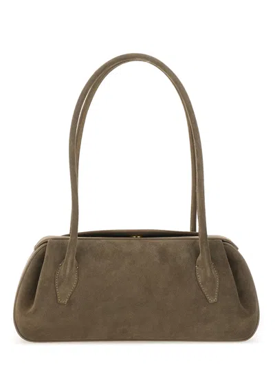YUZEFI YUZEFI OYSTER SUEDE SHOULDER BAG
