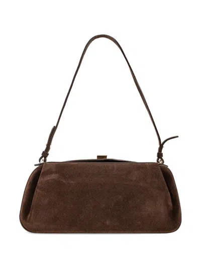 Yuzefi Oyster Suede Shoulder Bag In Brown