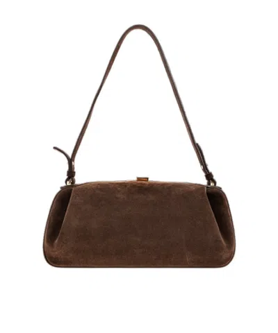 Yuzefi Oyster Suede Shoulder Bag In Red