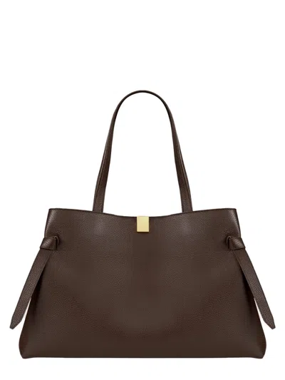 Yuzefi Pebbled Leather Tote Bag In Brown