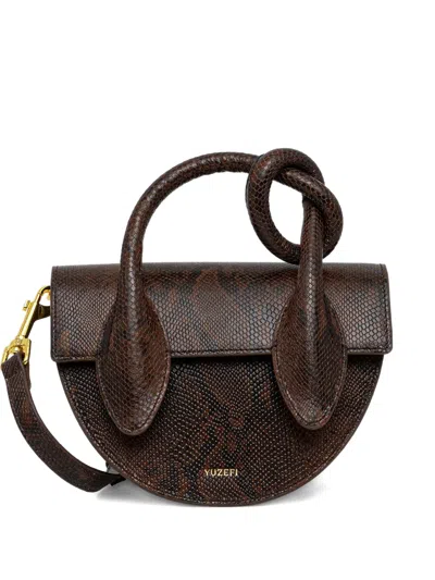 Yuzefi Pretzel Embossed Tote Bag In Brown