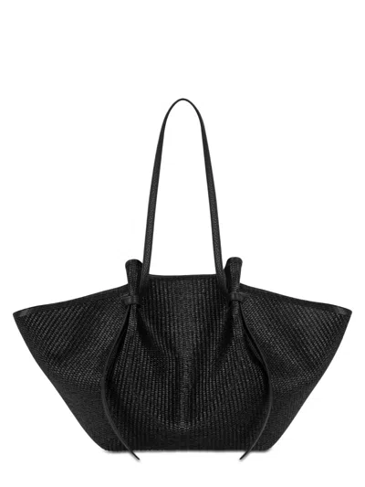 Yuzefi Raffia Mochi Woven Tote Bag In Black