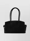 Yuzefi Rectangular Suede Shoulder Bag With Top Handles