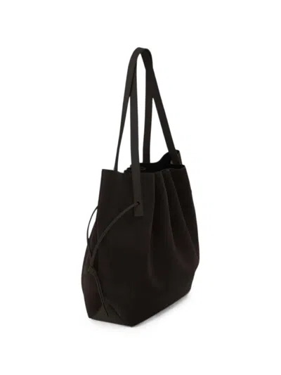 Yuzefi Scallop Draped Suede Shoulder Bag In Brown