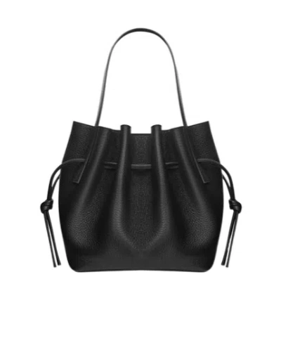 Yuzefi Scallop Mini Tote - Black Pebble Grained Leather