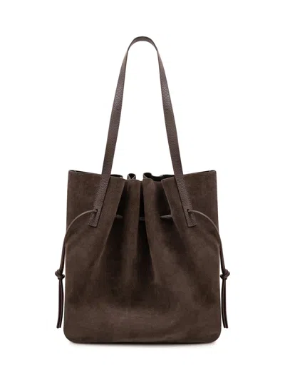 Yuzefi Scallop Mini Tote Handbag In Ganache