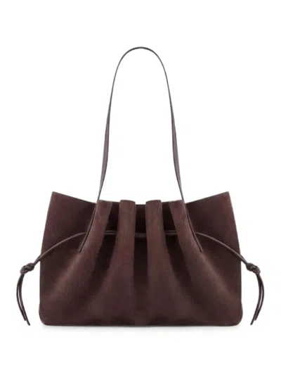 Yuzefi Scallop Pleated Shoulder Bag In Brown