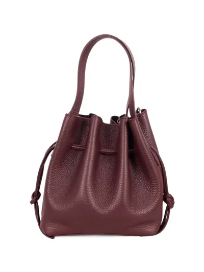 Yuzefi Scallop Small Grained Leather Tote Bag In Red