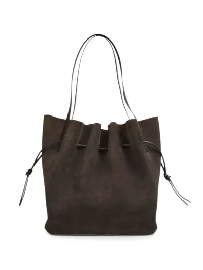 Yuzefi Scallop Suede Tote Bag In Brown