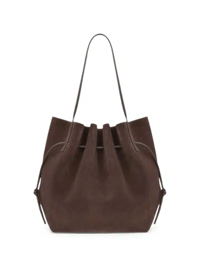 Yuzefi Scallop Suede Tote Bag In Brown