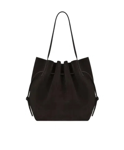 Yuzefi Scallop Tote - Ganache Suede In Black