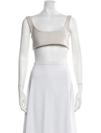 Pre-owned Yuzefi Scoop Neck Sleeveless Crop Top W/ Tags In White