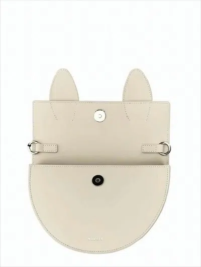 Yuzefi Sculptural Cow Leather Tote Bag With Semi-circular Flap In White