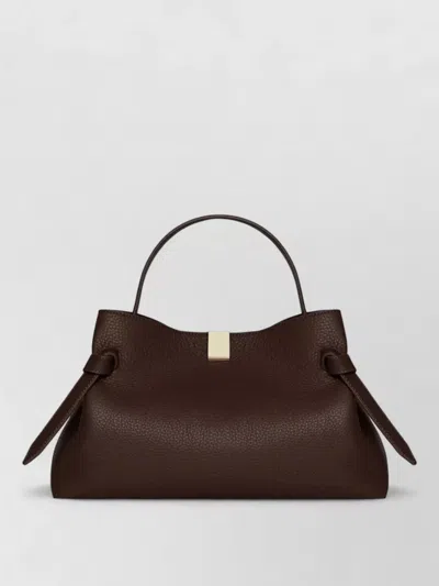 Yuzefi Textured Leather Shoulder Bag With Unique Silhouette In Black