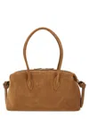 Yuzefi Rectangular Suede Double Handles Shoulder Bag In Brown