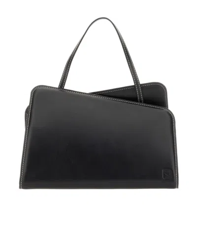 Yuzefi Slant Leather Shoulder Bag In Black