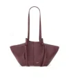 Yuzefi Shoulder Bags With Textured Finish And Long Handles In Burgundy