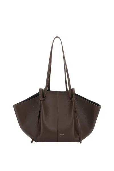 Yuzefi Spacious Pebbled Leather Tote With Adjustable Handles In Brown