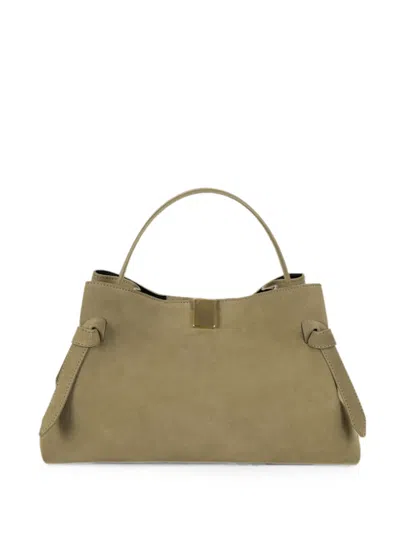 Yuzefi Suede Knotted Handbag In Green
