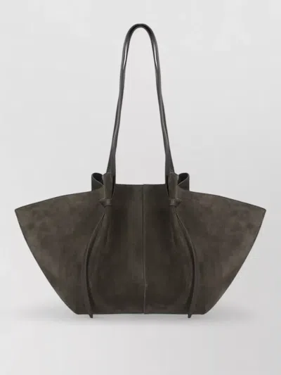 Yuzefi Suede Leather Shopping Shoulder Bag Adjustable Handles In Brown
