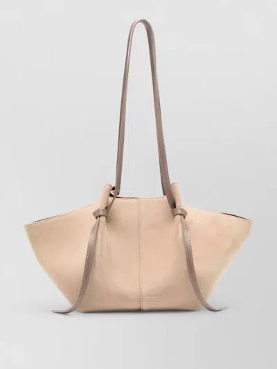 Yuzefi Suede Shoulder Bag Knotted Strap Design In Neutral