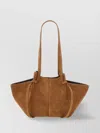 Yuzefi Suede Shoulder Bag With Double Handles And Knotted Accents