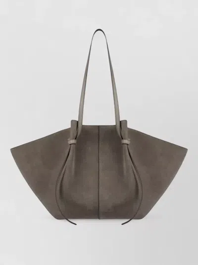 Yuzefi Suede Tote Bag Adjustable Straps Minimal Design In Brown