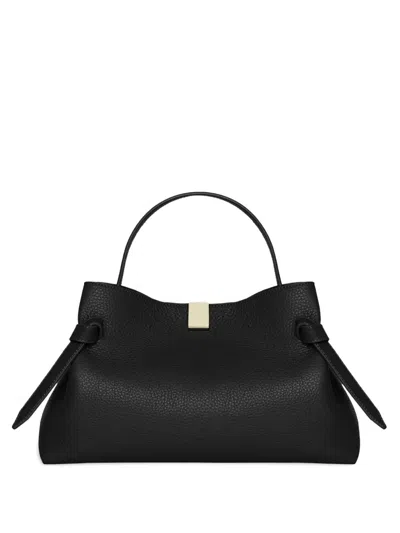 Yuzefi Top Handle Embossed Logo Gyoza Bag In Black