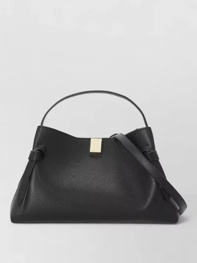 Yuzefi Top Handle Tote Bag Pebbled Leather In Black