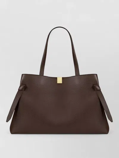 Yuzefi Tote Bag Adjustable Straps Gold Tone Hardware In Brown